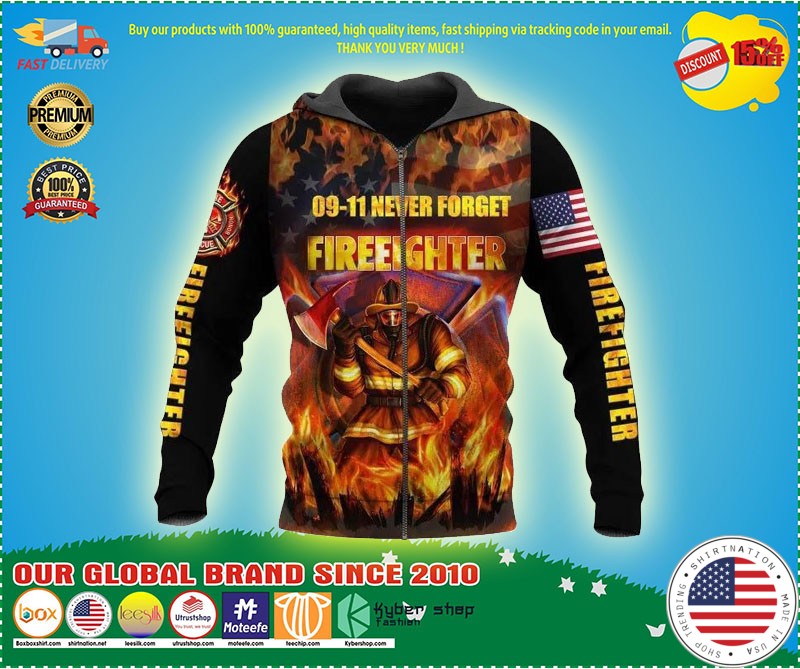 09 11 never forget fireeighter 3D hoodie 2