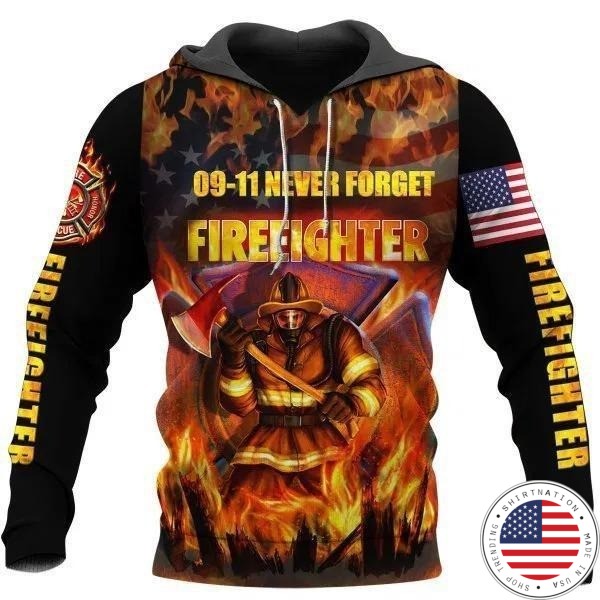 09 11 never forget firefighter 3D hoodie
