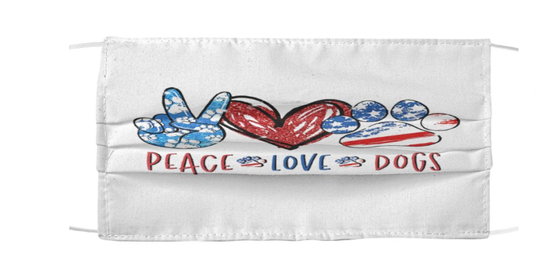 American flag peace love dogs face mask