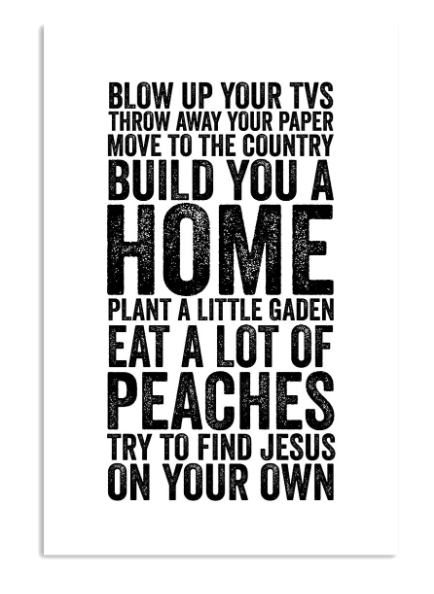 Blow up your tvs throw away your paper move to the country build you a home poster