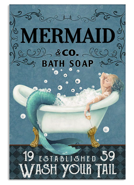 Mermaid and co bath soap 1959 established wash your tail poster