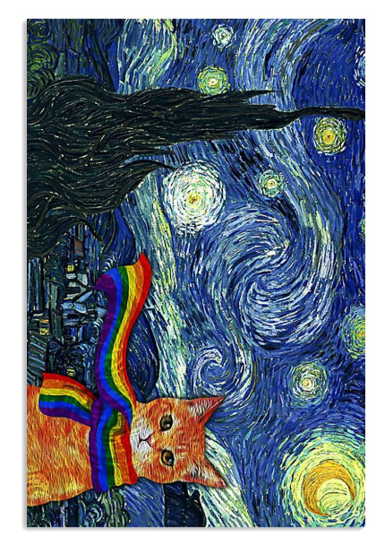 LGBT Cat starry night poster