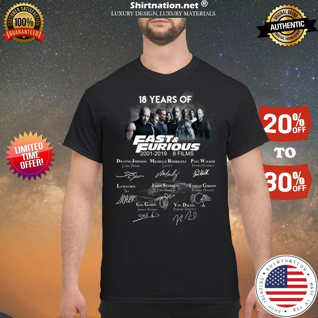 18 years of fast and furious 8 films shirt