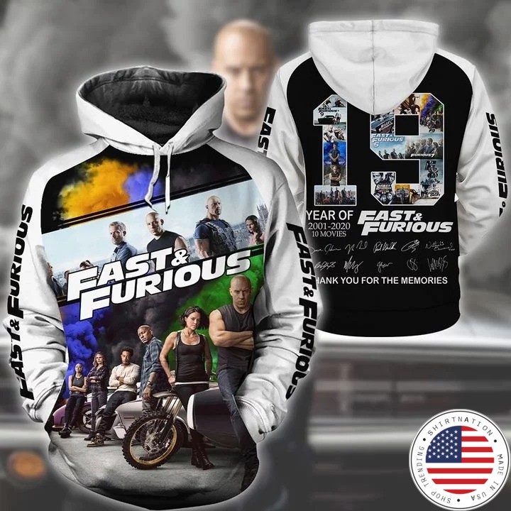 19 years of Fast and Furious 3d hoodie