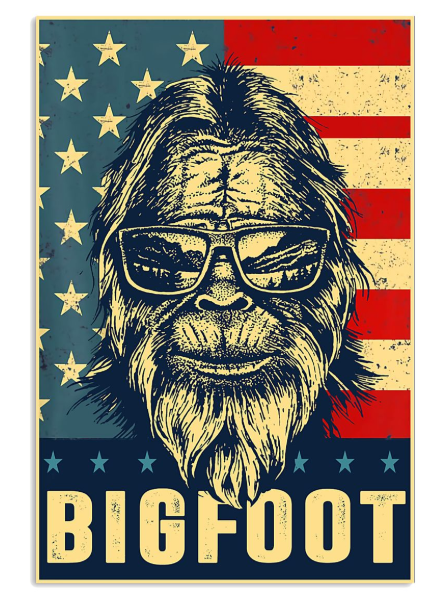 Bigfoot American flag poster