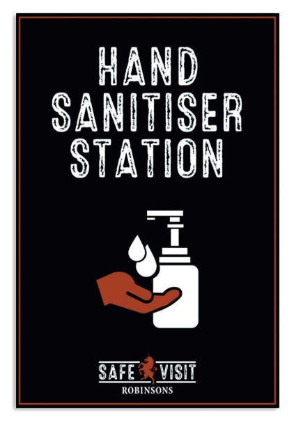 Hand sanitiser station safe visit poster