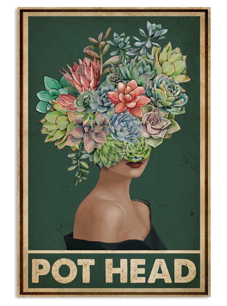 Succulent girl pot head poster