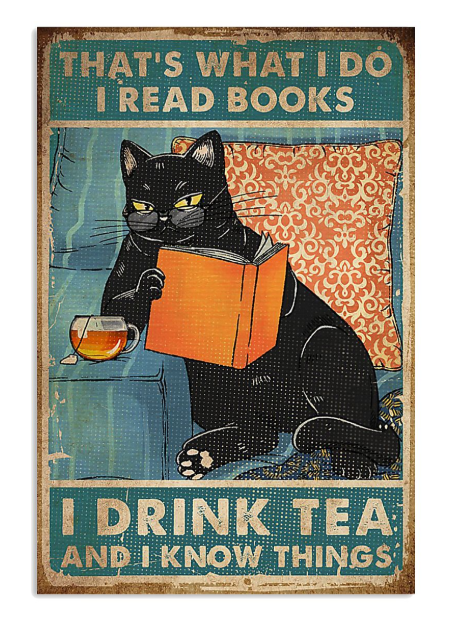 Cat that's what I do I drink Tea I know things posters