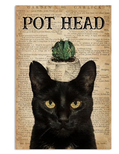 Cat garden pot head poster