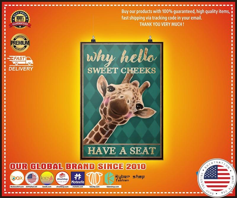 Giraffe why hello sweet cheeks have a seat poster