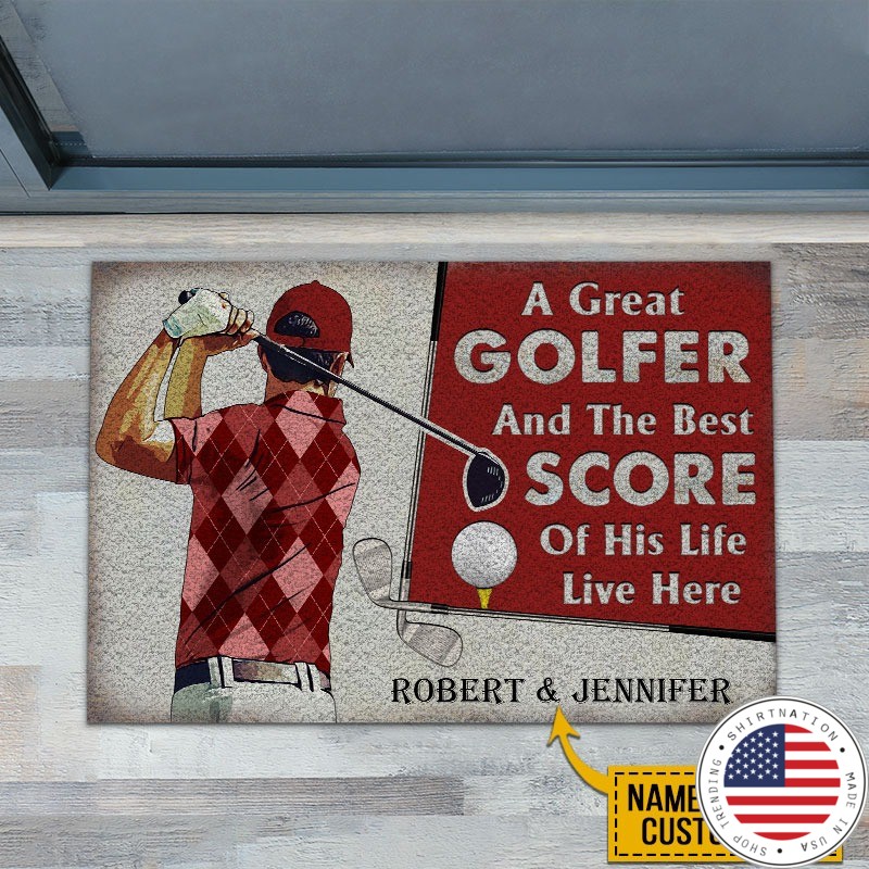A great golfer and the best score custom name doormat2