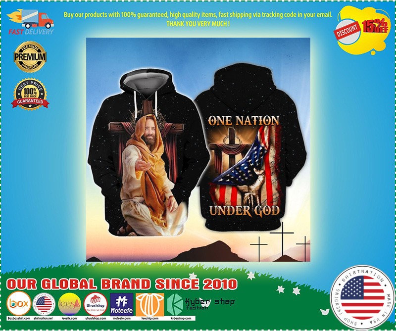 American One nation under god 3D hoodie 4