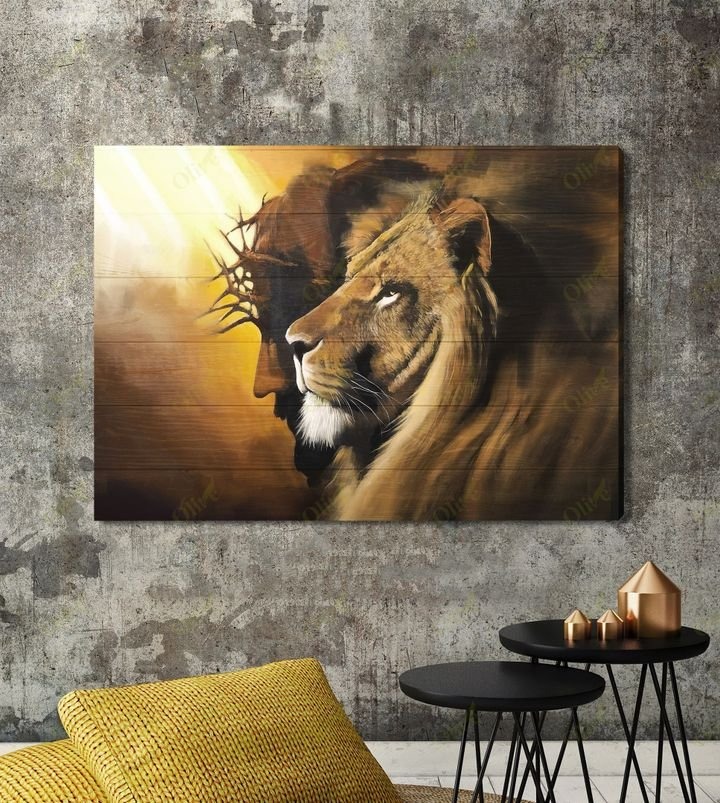 Awesome lion and God canvas