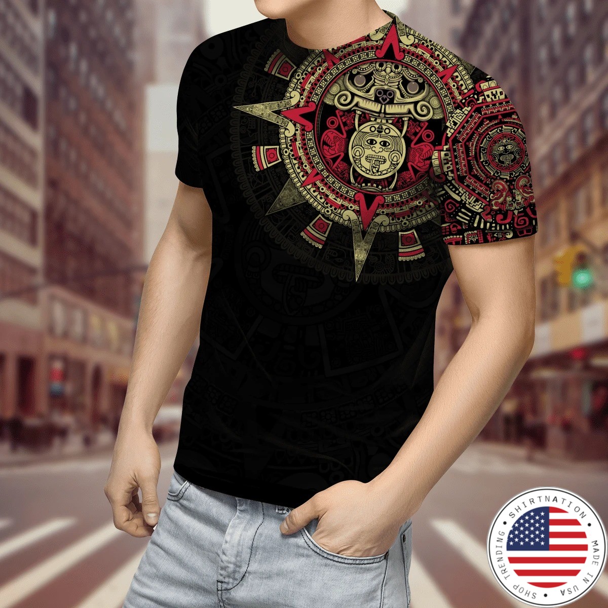 Aztec Mexico 3D over print hoodie and shirt2