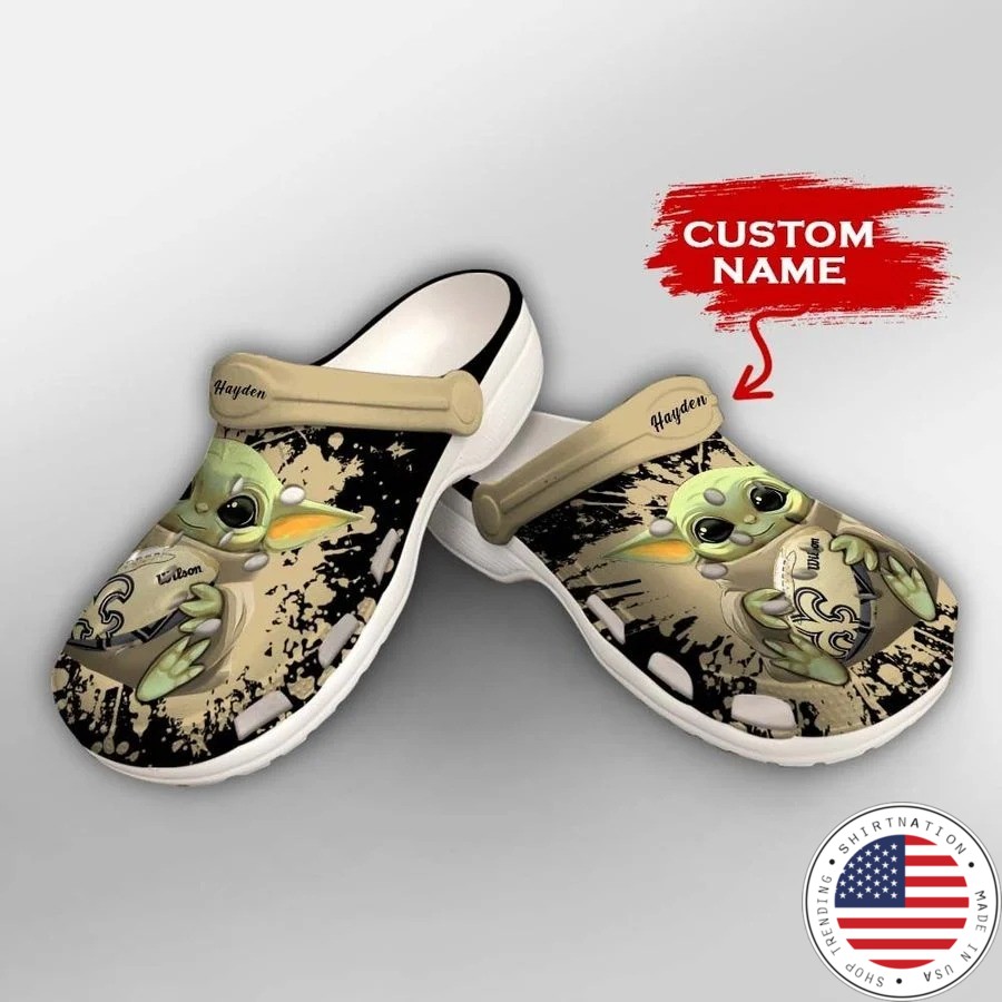 Baby Yoda New Orleans Saints custom name crocs crocband clog2