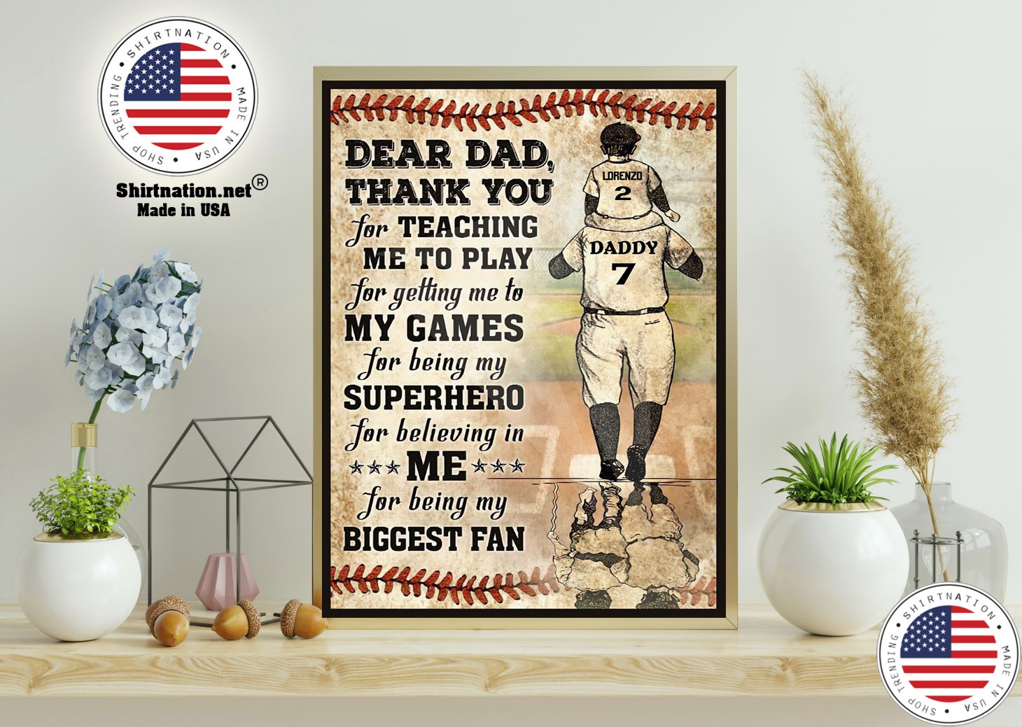 Baseball Dear dad thank you for teaching me to play for getting me to my games custom poster 11