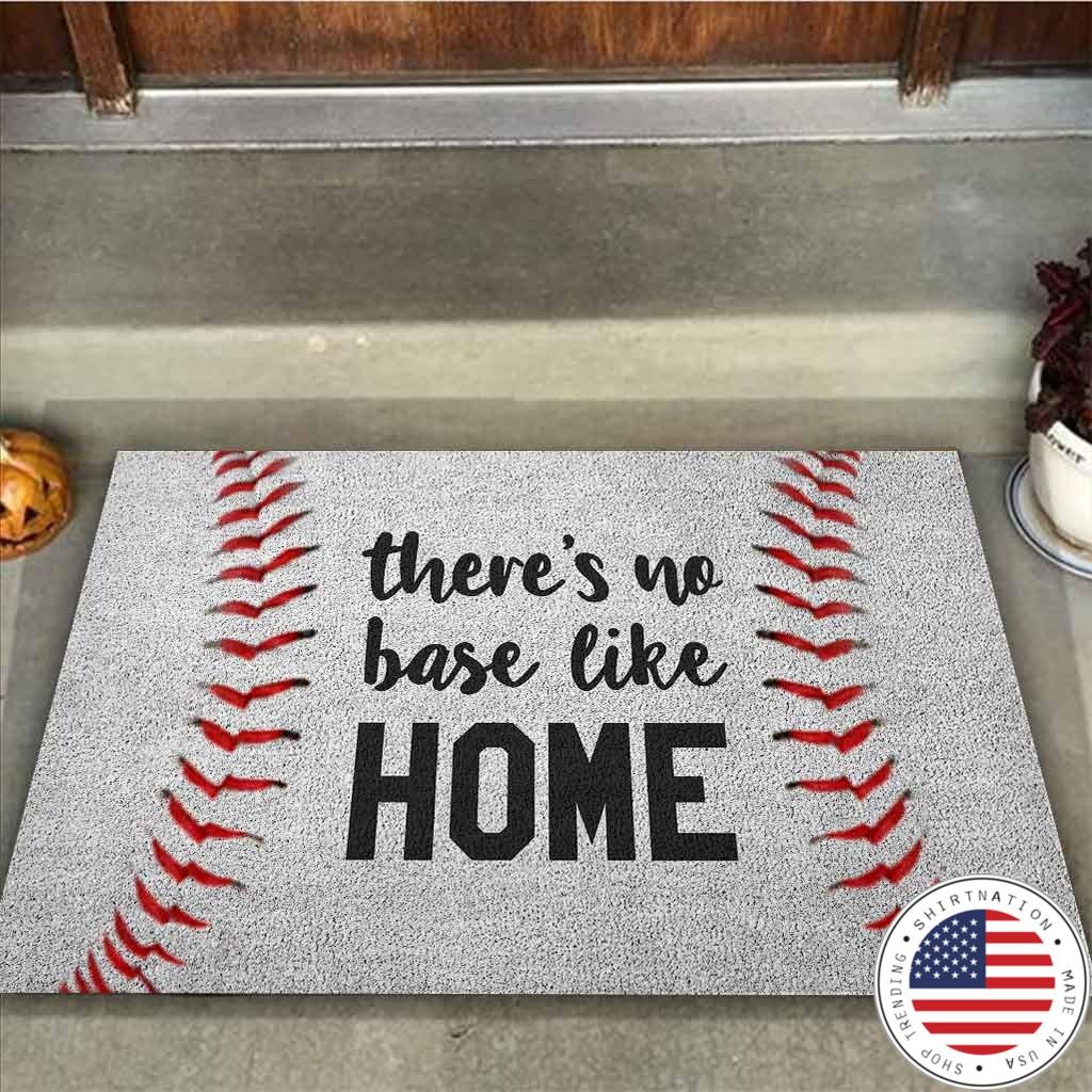 Baseball Theres no base like home doormat2