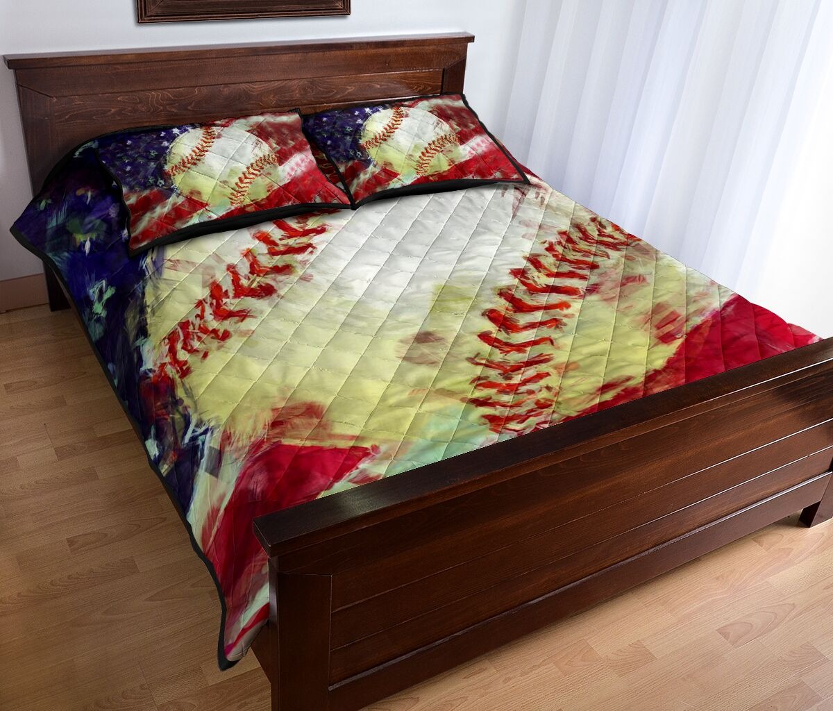 Baseball US painting quilt bedding set2