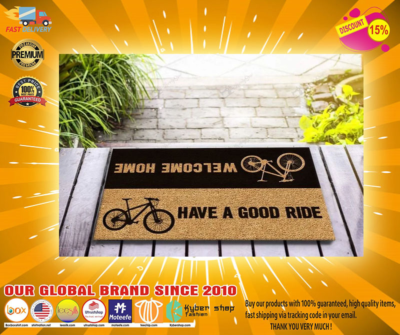 Bicycle welcome home have a good ride doormat2