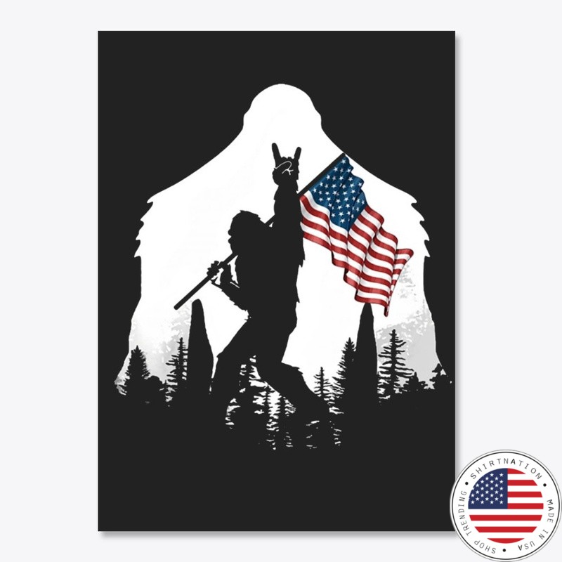Bigfoot American flag sticker