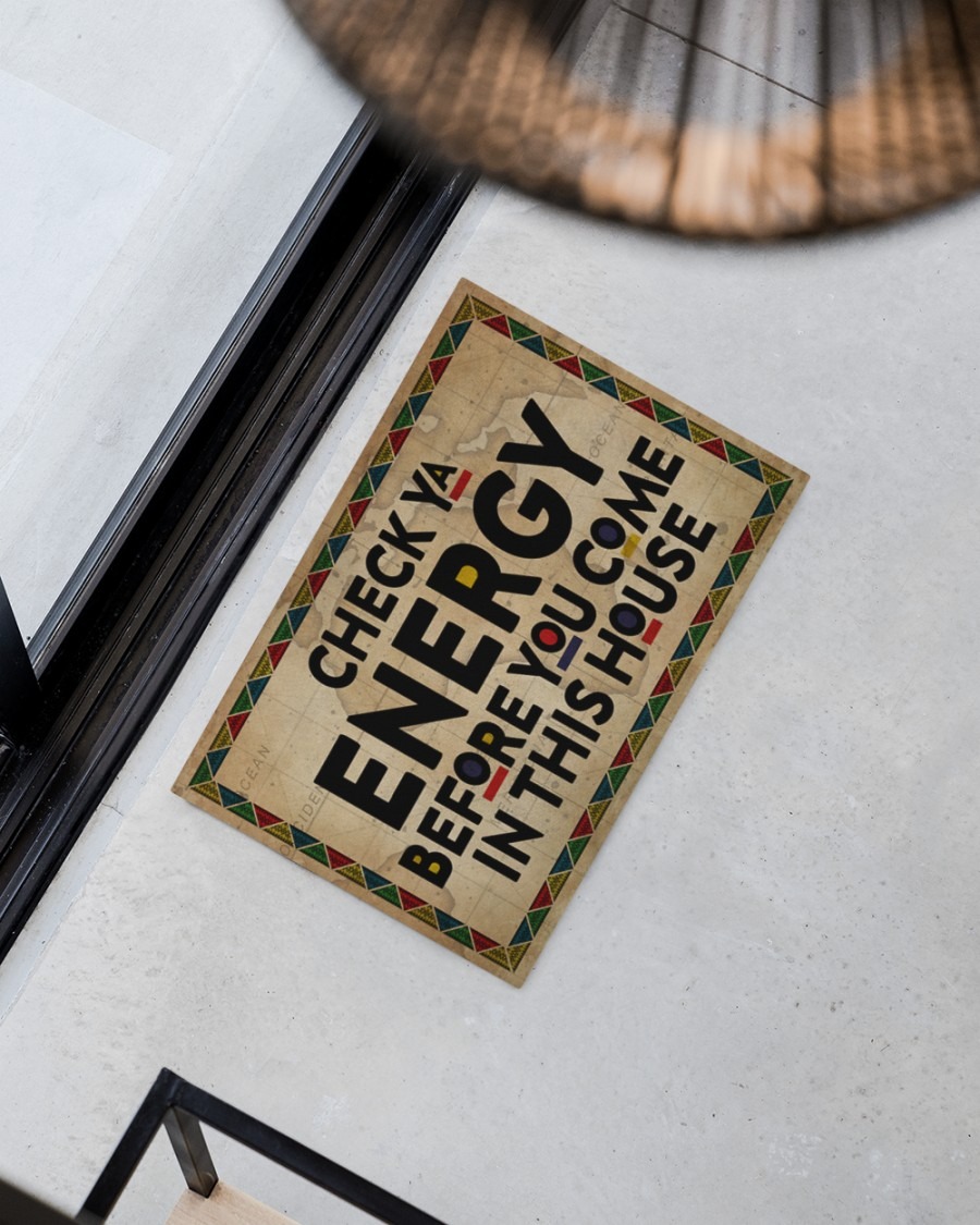 Black Check ya energy before you come in this house doormat2