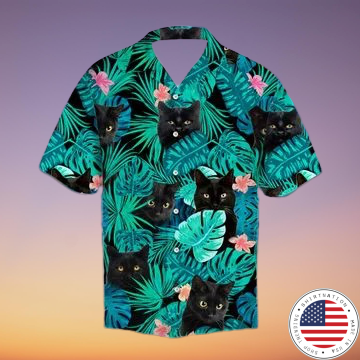 Black cat hawaiian shirt
