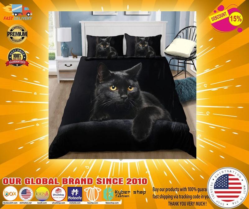 Black cat on the night bedding set2
