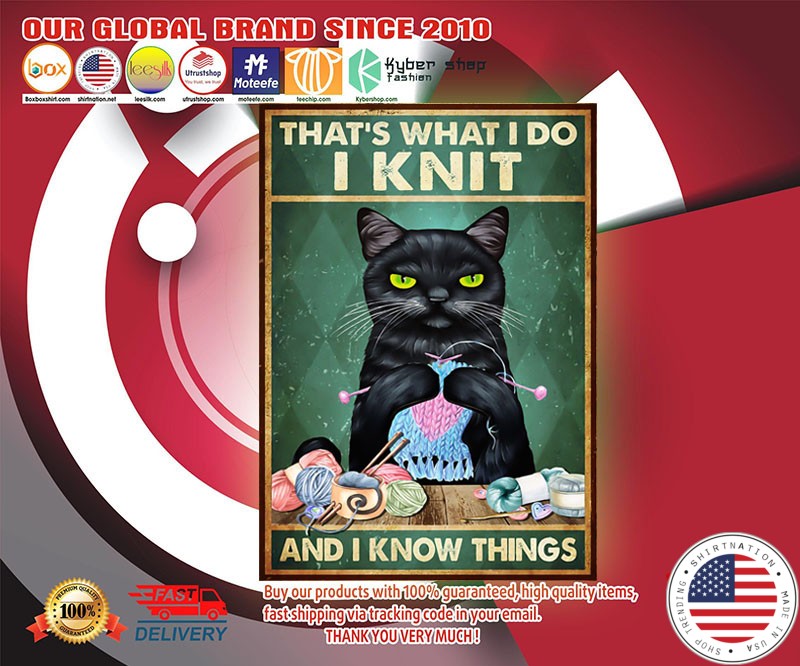 Black cat that's what I do I knit and I know things poster