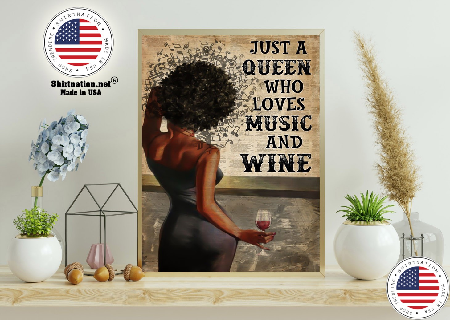 Black girl Just a queen who loves music and wine poster 15 1