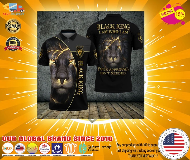Black lion ling I am who I am your approval isnt needed polo shirt2