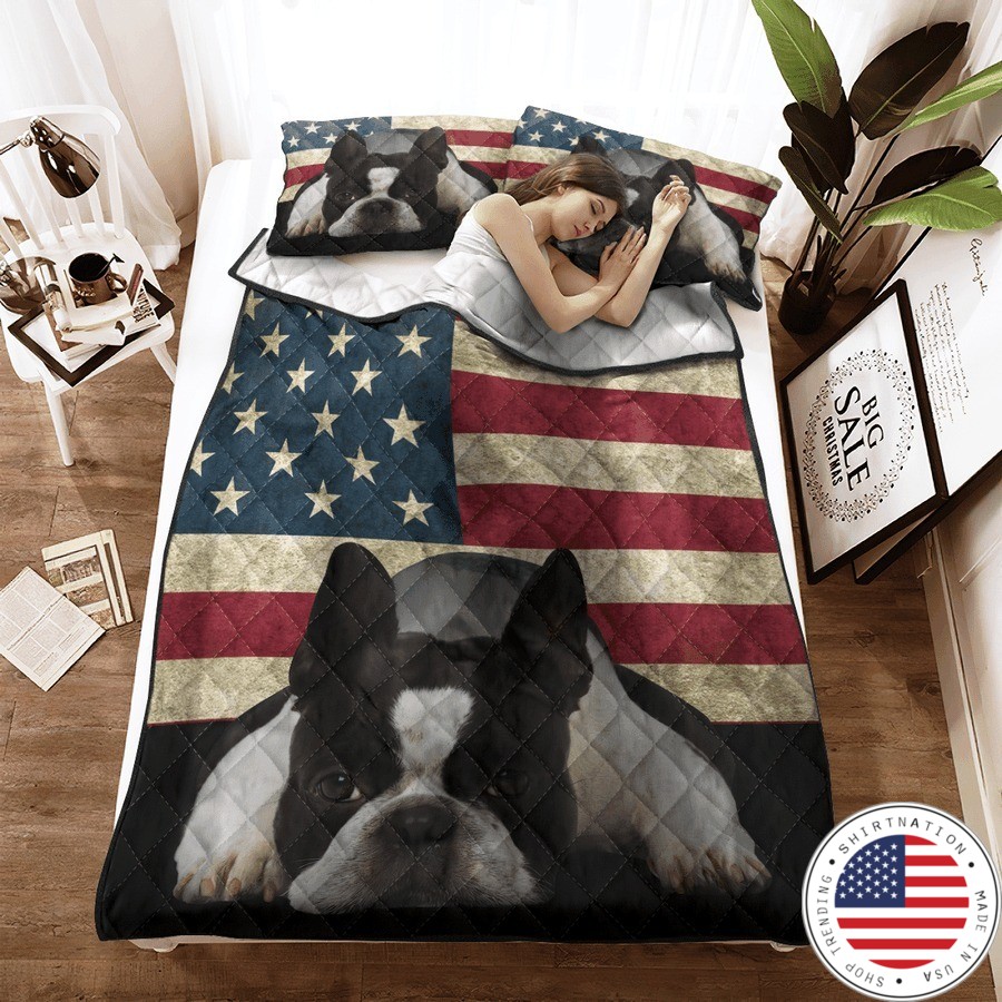 Boston Terrier American Flag bedding set 3