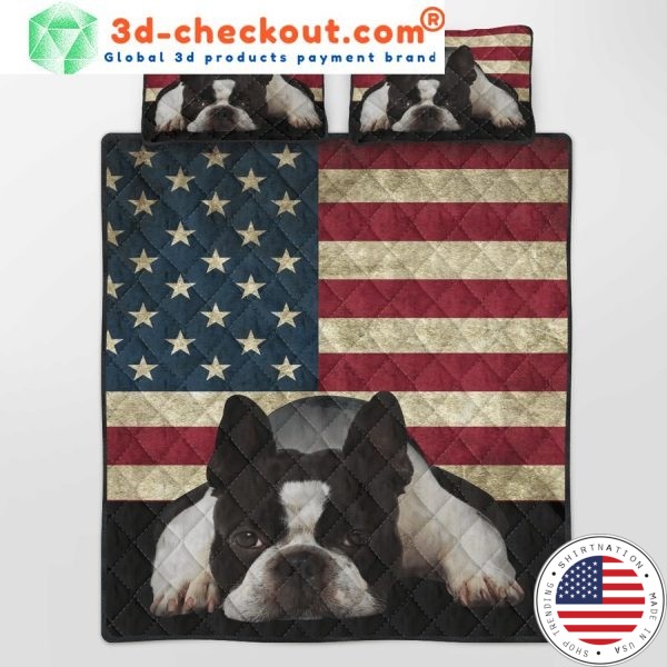Boston Terrier American Flag bedding set