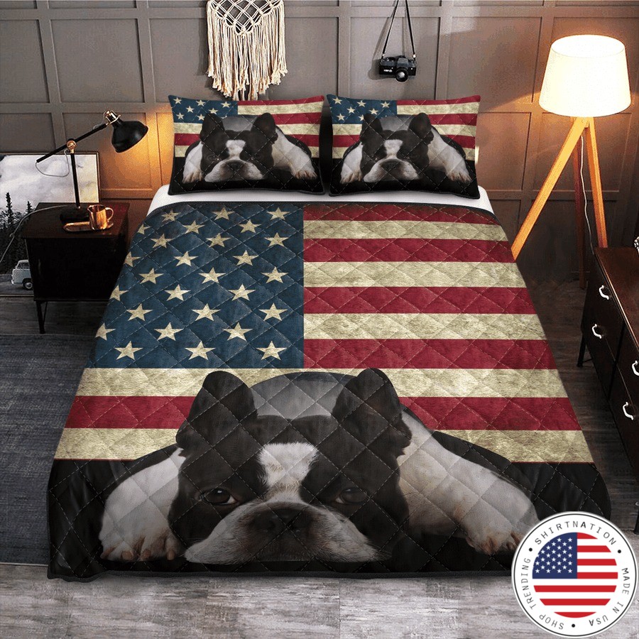 Boston Terrier American Flag bedding set2