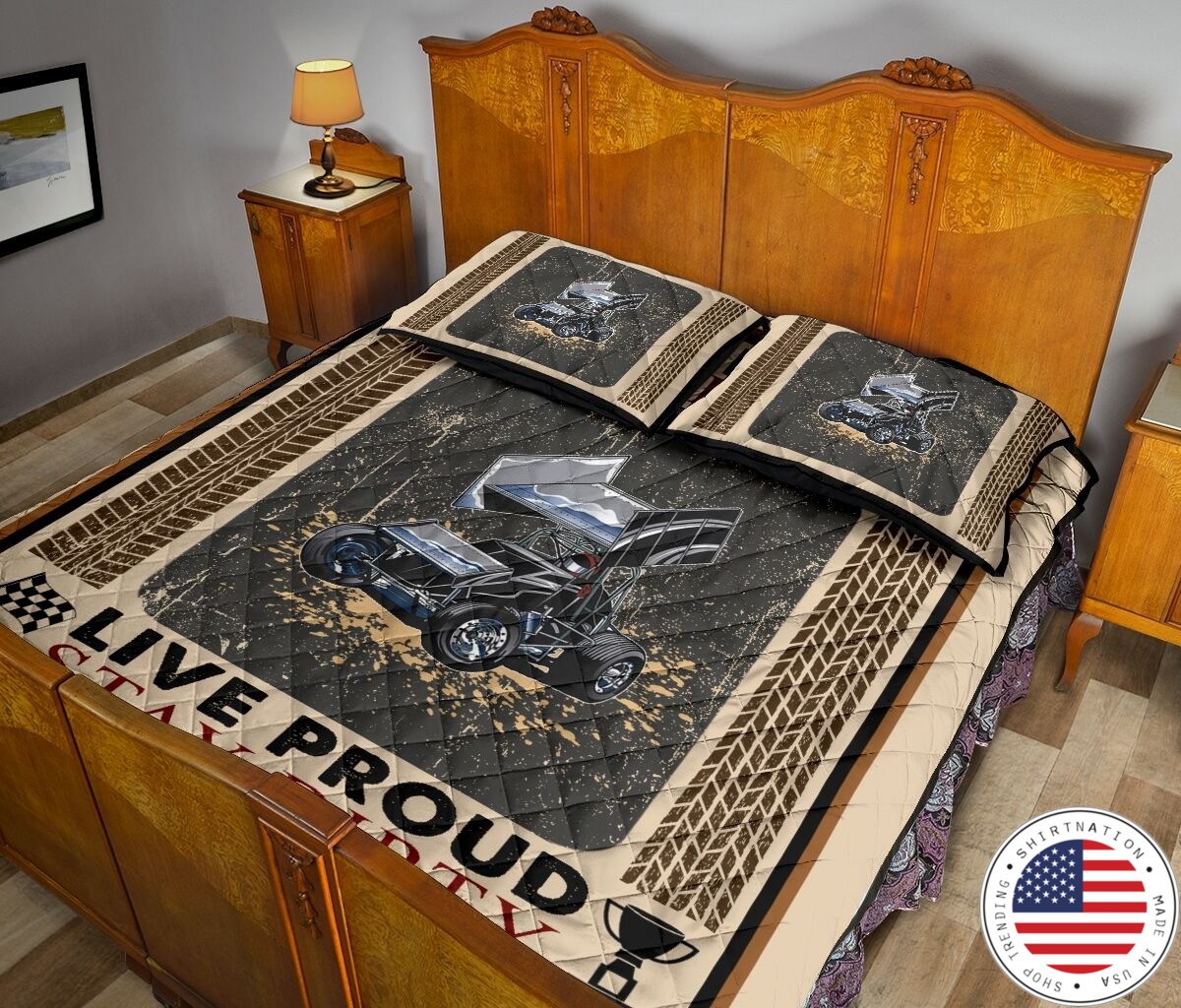 Car racing Live fast live loud live proud stay dirty bedding set3