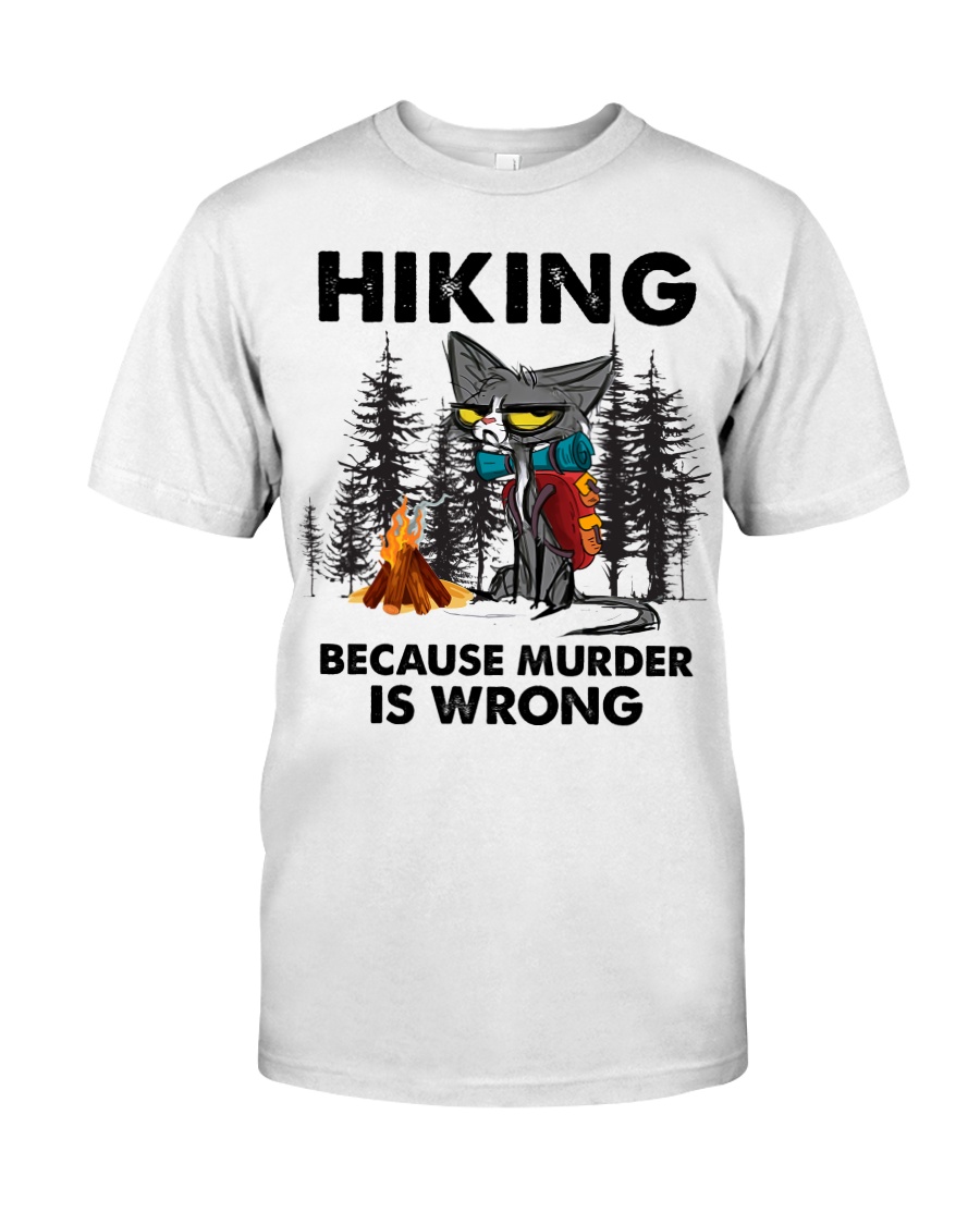 Cat Hiking Because Murder Is Wrong Shirt2
