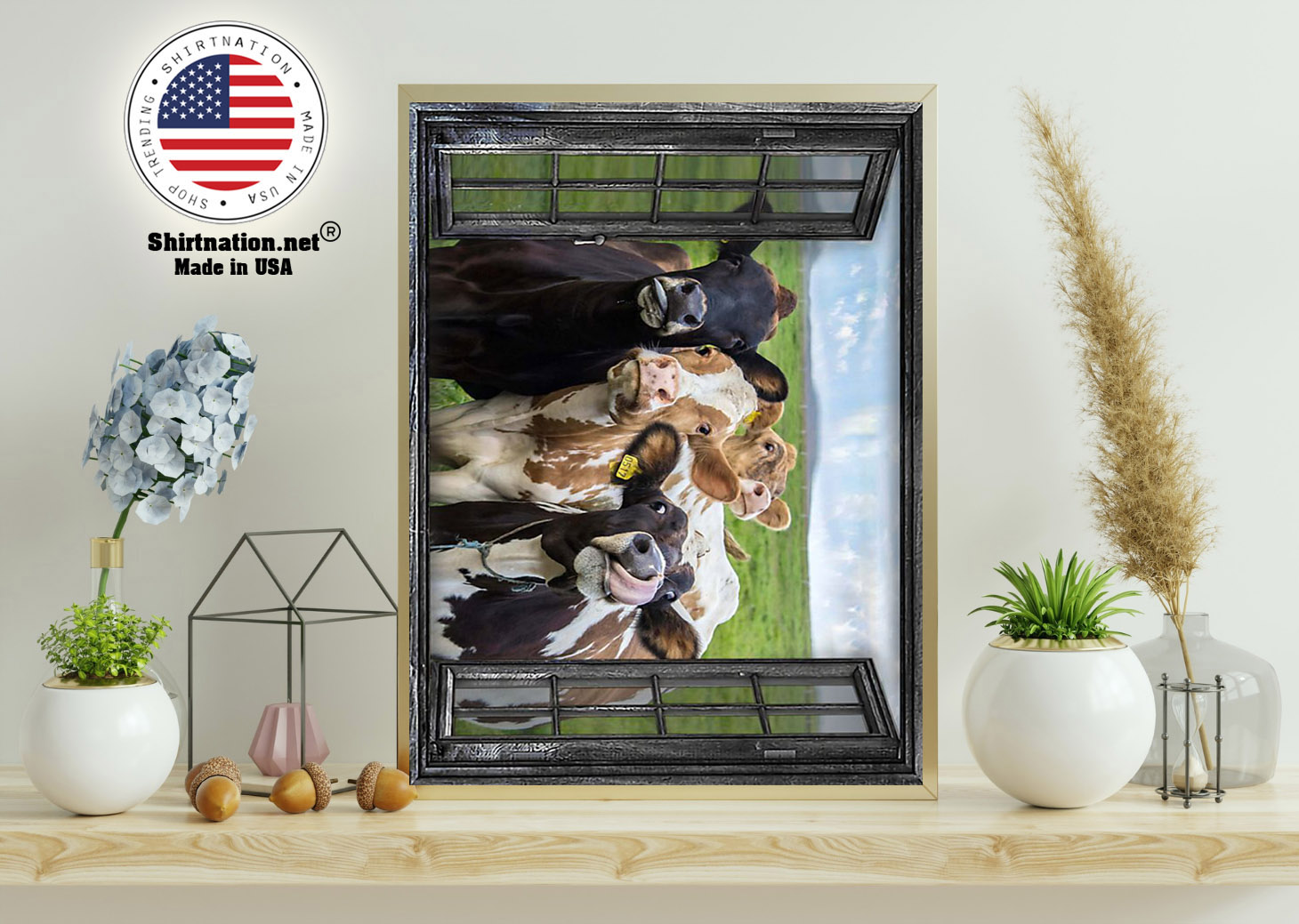 Cow 3d window poster 15