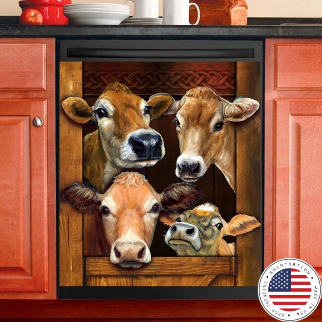 Cow decor kitchen dishwasher 5