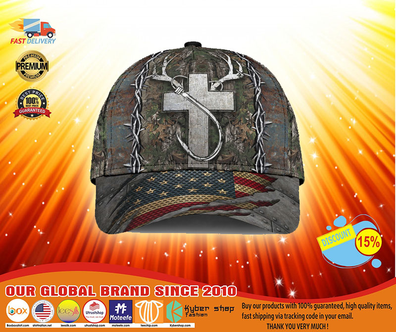 Cross American flag christian hunting fishing cap3