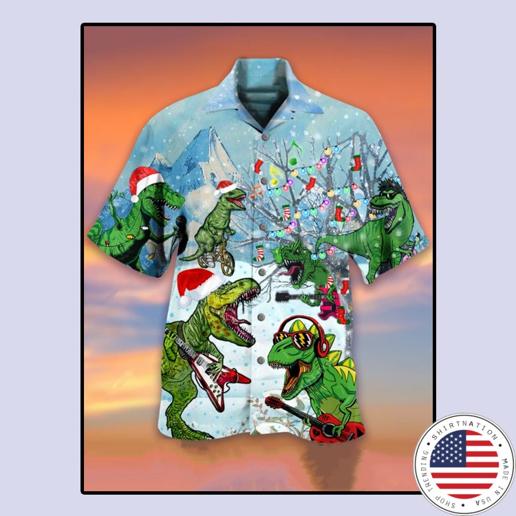 Dinosaur Merry Christmas hawaiian shirt