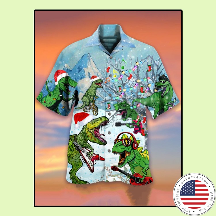 Dinosaur Merry Christmas hawaiian shirt1