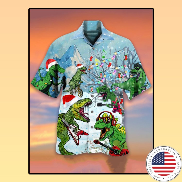 Dinosaur Merry Christmas hawaiian shirt2