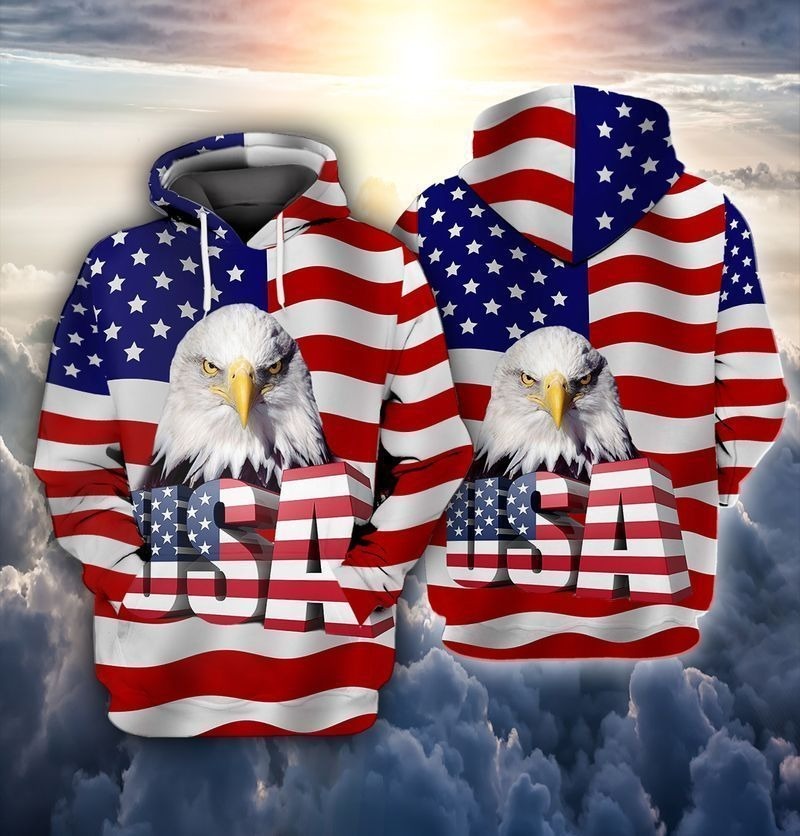 Eagle and flag american 3D hoodie