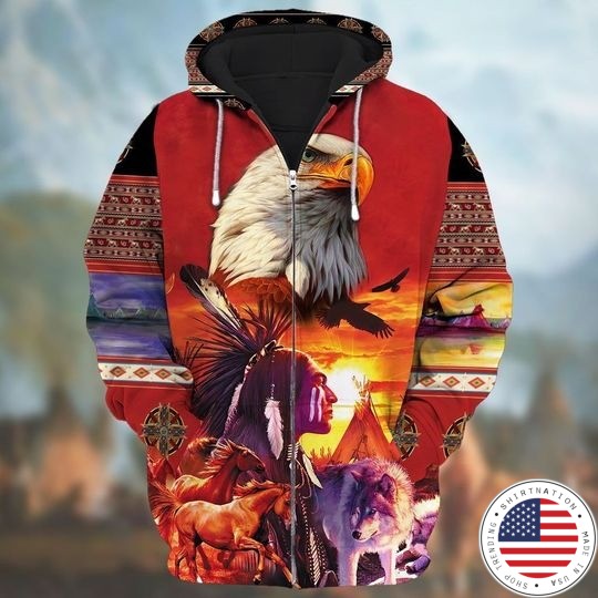 Eagle native american zip hoodie