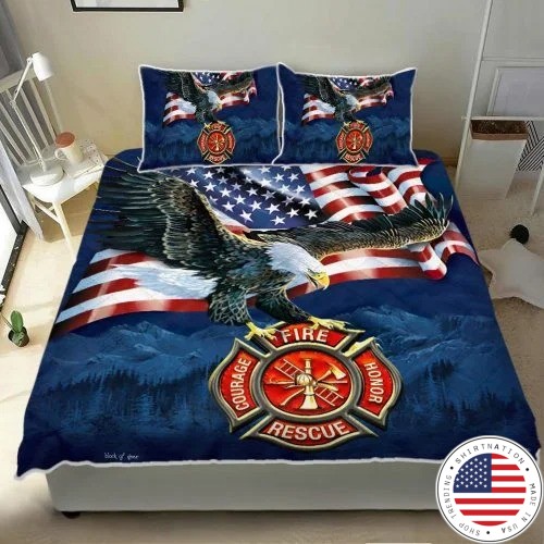 Firefighter American eagle bedding set 4
