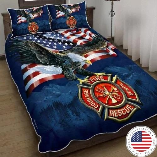 Firefighter American eagle bedding set