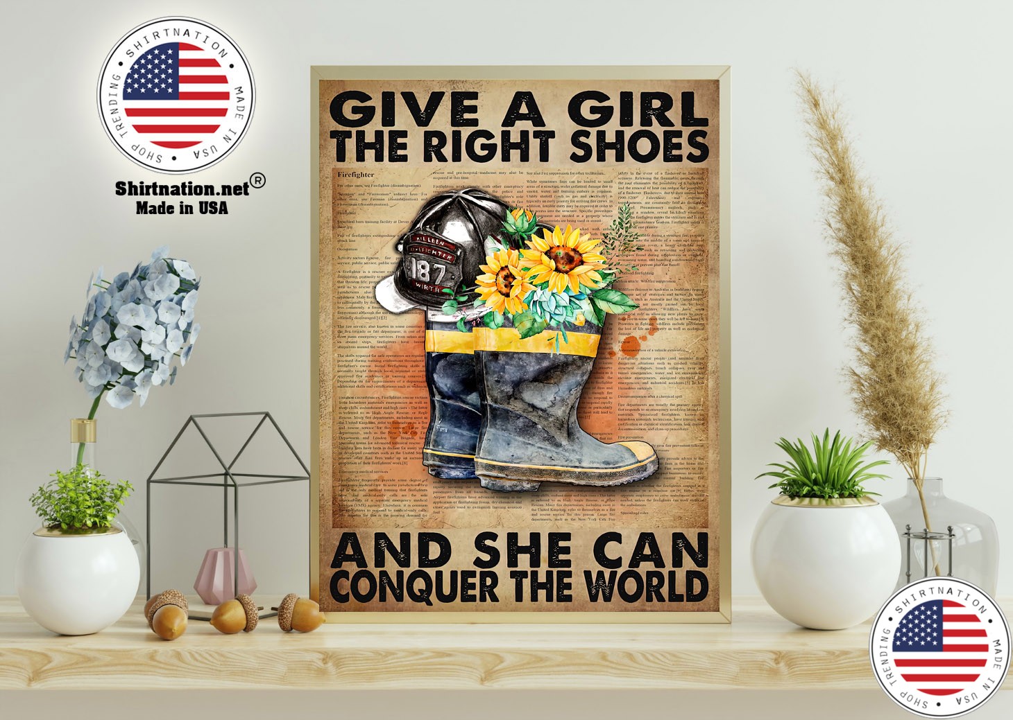 Firefighter Give a girl the right shoes and she can conquer the world poster 11