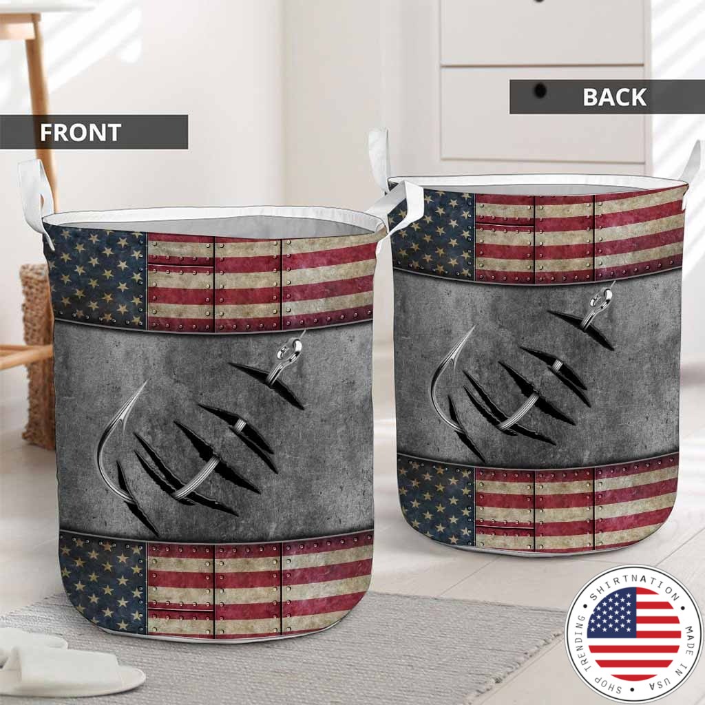 Fishing American flag basket laundry2