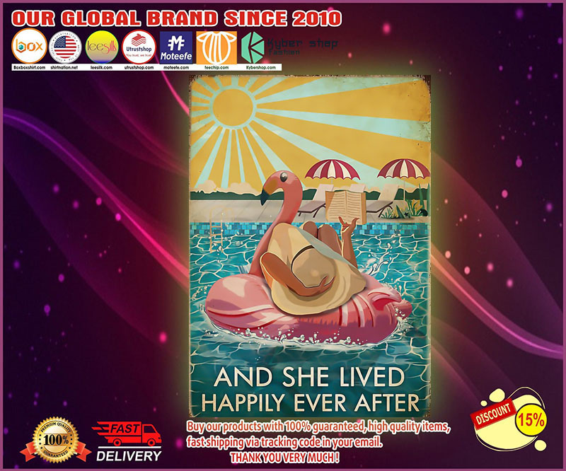 Flamingo beach and she lived happily ever after poster