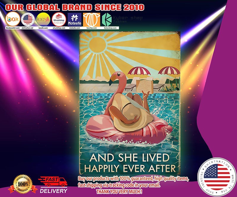 Flamingo beach and she lived happily ever after poster