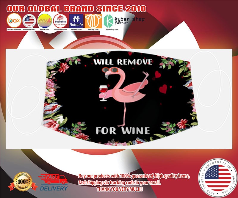 Flamingo will remove for wine cloth face mask